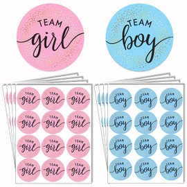 96Pcs Gender Reveal Stickers, Blue & Pink Baby Reveal Game Voting Labels, 48 Boys 48 Girls Round Stickers for Gender Reveal Party Decor Supply Baby Shower (Style 1)