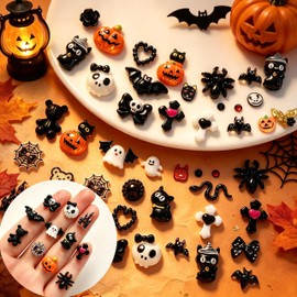 12 Grids Halloween Nail Charms 3D Gothic Flatback Pumpkin Ghost