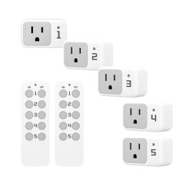 Wireless Remote Control Outlet, TESSAN Electrical Outlet Switch, Wall Outlet Plug with ON/Off Light Switch for Indoor String Lights, Lamps, Home Appliances, 100ft Range (2 Remotes + 5 Outlets)
