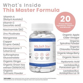 SkinVite® Acne, Eczema, Psoriasis, & Rosacea Treatment for Face - Clear Skin Probiotics & Hormonal Acne Supplements Skincare