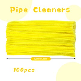 ZXIIXZ Pipe Cleaners Craft, 100Pcs Yellow Chenille Stems for Craft Supplies