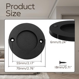 Auvotuis 3 Inch Sliding Barn Door Handle, Round Finger Flush Pulls, Recessed Finger Pull for Sliding Barn Door, Closet and Drawers (Center to Center Size is 55mm/2.17")