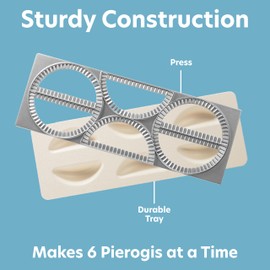 CucinaPro Pierogi Maker w Tray and Press- Makes 6 Pierogis, Dumplings, Potstickers or Pastry at Once- Stainless Steel, Durable Construction, Portable Set & Easy to Use - Homemade Cooking Activity Gift