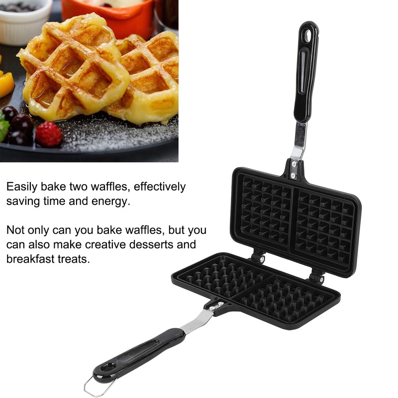 Stovetop Waffle Maker Pan Anti Stick Aluminum Even Heating Double
