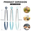 Hotec Mini Silicone Kitchen Tongs for Cooking - 7-Inch Small