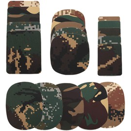 Homiton 20 Pcs Camo Iron On Patches for Jackets Jeans, Clothes Repair Kit with Hot Melt Glue, Clothing Elbow Patches for Holes Decoration, Assorted in 4 Sizes(Camo-2) Medium