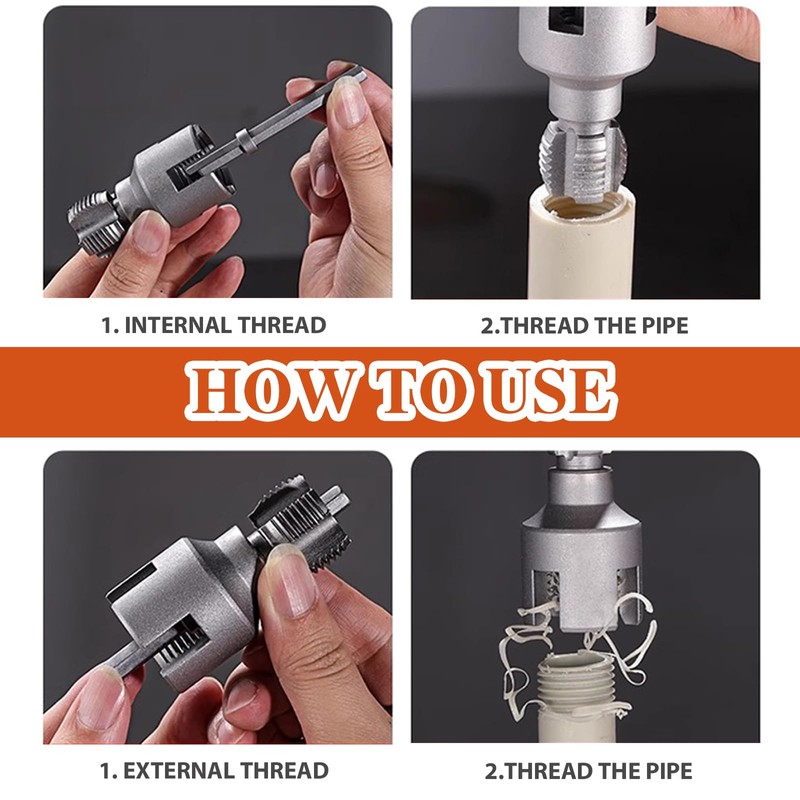 Integrated Internal & External Pipe Threading Tool, Dual-Function Pipe Thread