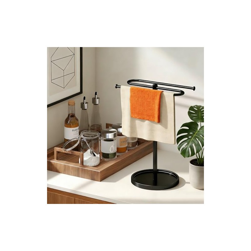Upgraded S-Shape Hand Towel Stand for Bathroom - 14" Lightweight