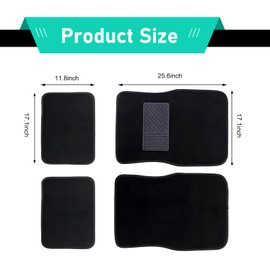 4 PCS Car Carpet Floor Mats, PVC Anti-slip Base Carpet fot Front & Rear, Breathable Flame-retardant Floor Liner for All-weather, Interior Accessory for Cars SUVs Trucks (Black)