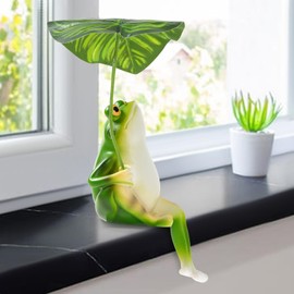 Zgnay Frog Ornament Sculptures Garden Decor Resin Figurine Statue - for Yard Art Outdoor Lawn Inside Table Ornaments Creative Gift Green