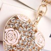 Love Heart Rose Flower Crystal Charm Pendant Purse Bag Key