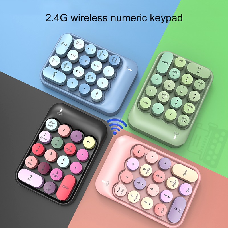 AK18 2.4G Wireless Digital Keypad Accounting External Round Keycap Wireless