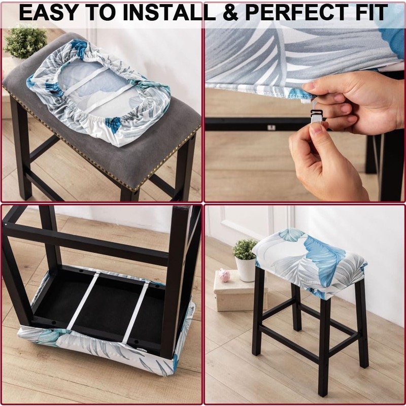 Bifaunvogel Bar Stool Cover Rectangle Set of 4 Printed Stretch
