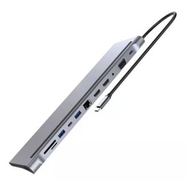 MR. GADGETS Hub 12 En 1, Puertos USB-C, USB 3.0, SDTF, Ethernet, 3.5 Audio, VGA, PD, Doble HDMI, RJ45, Base Plug and Play de Expansión Digital,...    