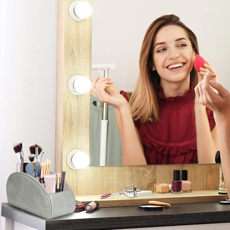 molshine Remote Control Holder with 5 Compartments, PU Leather Remote