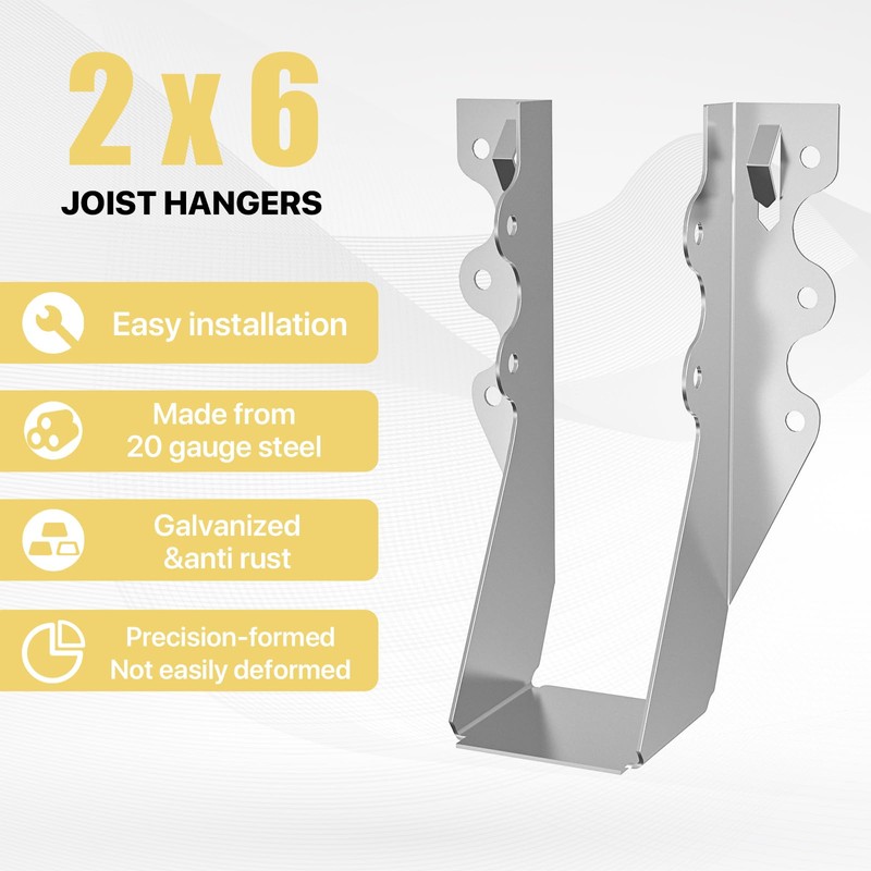 25 pcs 2x6 Joist Hanger,LU26 20 Gauge Double Shear Face