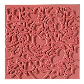 Efco Texture Mat Lovestory, Rubber, Orange, 9 x 9 x 1 cm