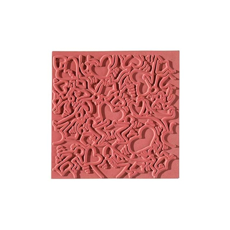 Efco Texture Mat Lovestory, Rubber, Orange, 9 x 9 x