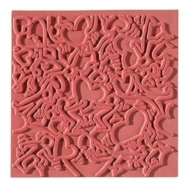 Efco Texture Mat Lovestory, Rubber, Orange, 9 x 9 x 1 cm