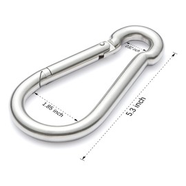 sprookber Stainless Steel Spring Snap Hook Carabiner - 304 Stainless Steel Caribeener Clips, Set of 6 (5.3 Inch)