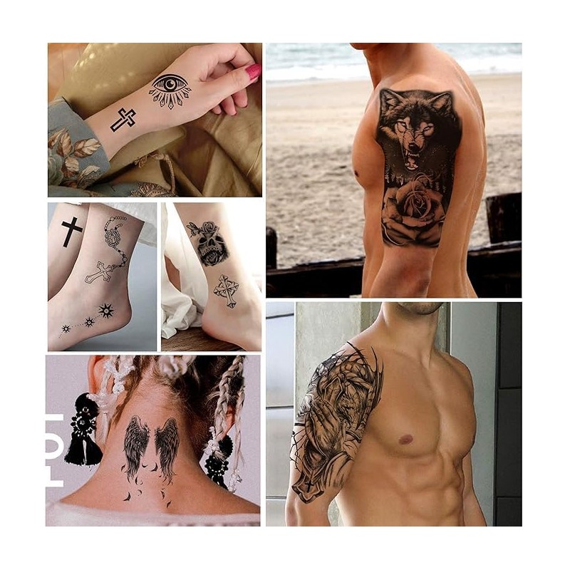 30 Sheets Temporary Tattoos Stickers, 21 Sheets Fake Body Arm