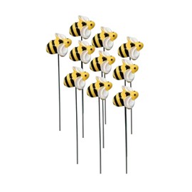 DYJAGYO Bee Garden Stakes Decor, Flower Pot Bed GardenDecorGarden Stakes Decorative, Honey Bee Decor for Yard and Garden, (10Pcs)