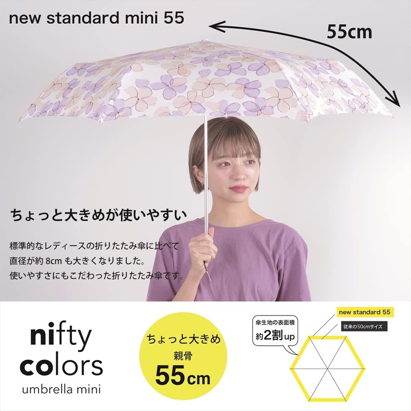 Nifty Colors Bandana Mini 55 1572OF Folding Umbrella, Off-White, Ribs,