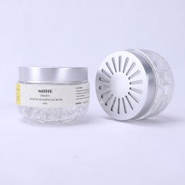 MHHE Fruity Scent Beads Air Freshener Scent Odor Neutralizing Gel Beads, Clear Glass Container with Silver Lid, 120g