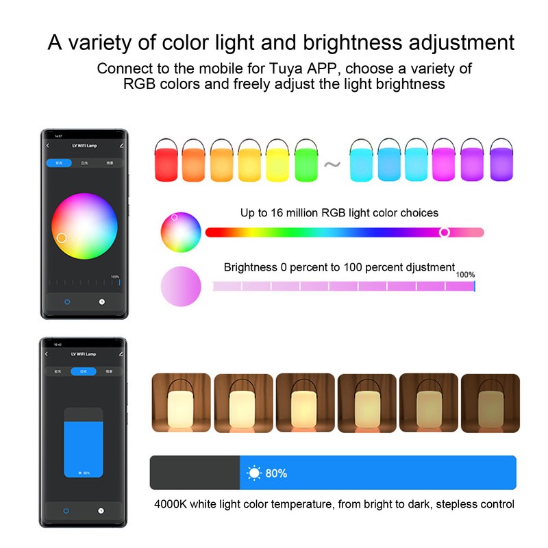 Smart Night Light APP Voice Control Rechargeable Timer WiFi Bluetooth