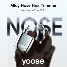 yoose Nose Hair Trimmer, Alloy Rechargeable Nose Hair Trimmer for Men Women, IPX7 Waterproof, Detachable Head, Easy to Clean, Portable Travel Size Nose Trimmer, Dual Edged Blades, Painless, Silver