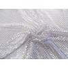 Fabric Stretch Glitter Mesh Sequin Dots White and Silver Sheer