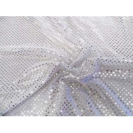 Fabric Stretch Glitter Mesh Sequin Dots White and Silver Sheer Sparkle L46