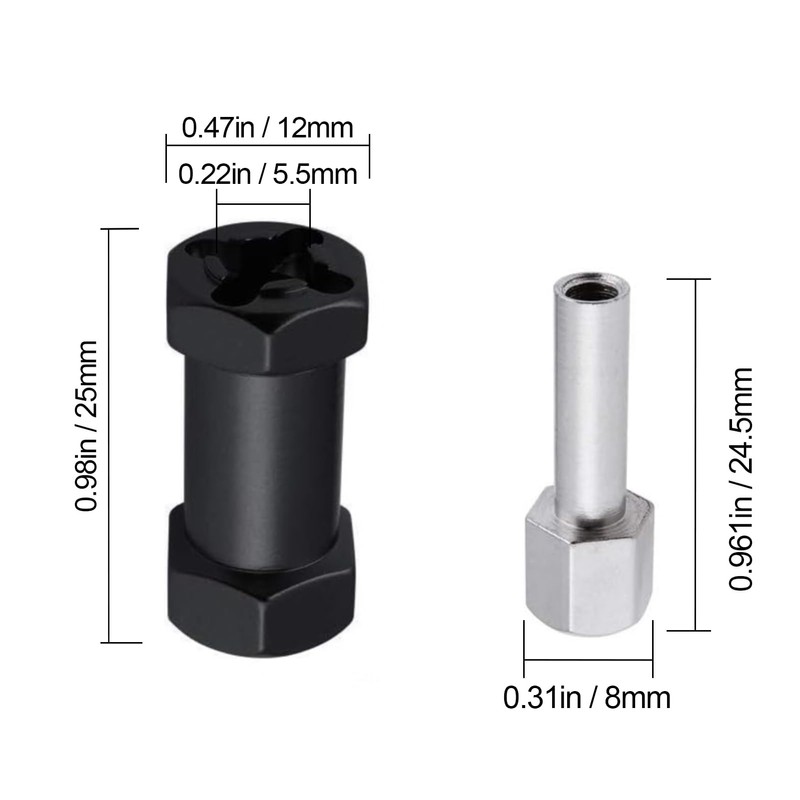 4-Pack HobbyPark RC Wheel Spacers 12mm Hex Drive Hubs Combiner