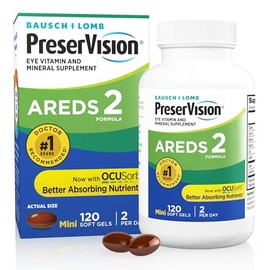 PreserVision AREDS 2 - Suplemento vitamínico y mineral para los ojos, contiene luteína, vitamina C, zeaxantina, zinc y vitamina E, 120 cápsulas blanda