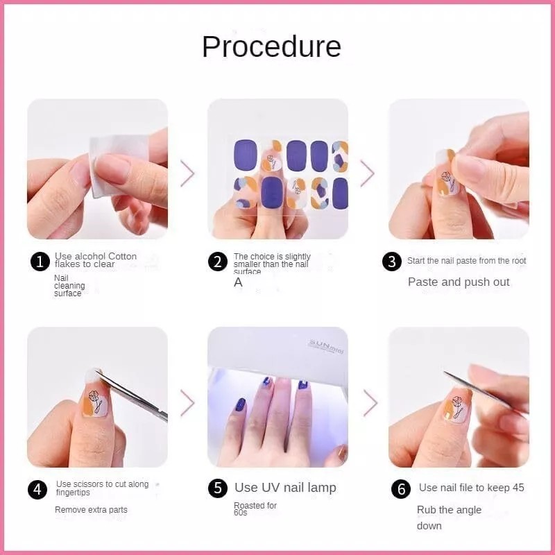 Kit Diy Nail Stickers Pegatinas De Uñas De Gel Semicurado