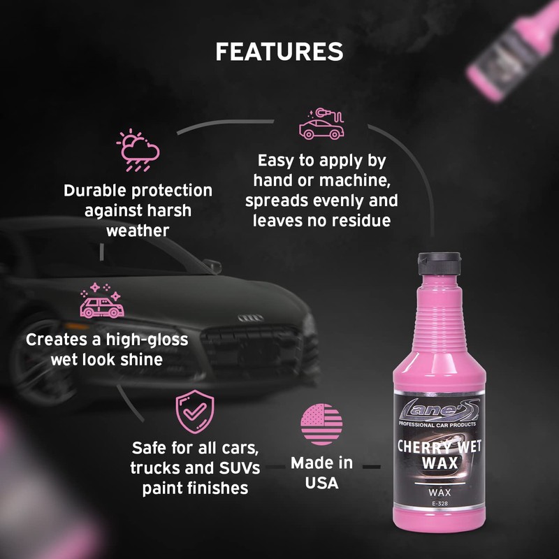 Lane’s Cherry Wet Wax- Car Wax, Automotive Clear Coat, Car