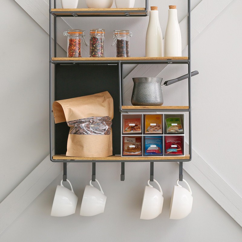 Relaxdays Tea Organiser 3 Compartments Plastic Vertical or Horizontal Stackable