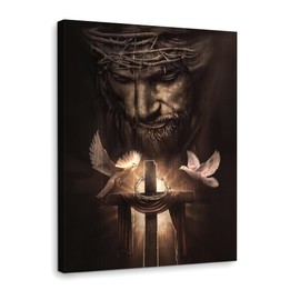Fantasy Artists Framed Jesus Christ Wall Art Canvas Christmas Gifts Christian Painting Prints Biblical Wall Decor Religious Room Decor for Church Prayer Room Christian Schools Hospitals 12" x 16"