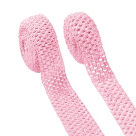 Pandahall Elastic Crochet Headband 1.5 Inch and 2.1 Inch Wide Crochet Stretch Band Fabric for Hair Bows for Girls Waistband Tutu for Baby