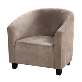 MIFXIN Club Chair Slipcover High Stretch Velvet Tub Chair Cover 1 Piece Spandex Removable Washable Armchair Sofa Couch Furniture Protector for Living Room (Velvet-Tan)