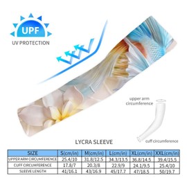 Xmkltbz 1 Pair Cooling Arm Sleeves, Unisex Warmer Spandex Sports Cover Uv Sun Protection for Cycling Golf Running 2XL Print Colorful Swimming Fishes White Lotus Flowers Pearls on White