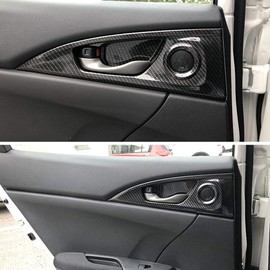Rifoda for 10th Gen Civic Hatchback ABS Plastic Door Handle Bowl Cover Trim Accessories Honda Civic Type R 2020 2019 2018 2017 2016 Type-R Interior Carbon Fiber