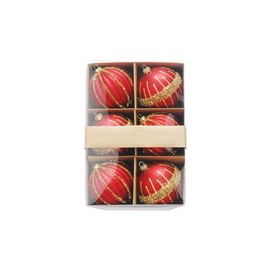 Festive Productions Set of 6 x 8cm Shatterproof Baubles – Red & Gold Designs - Luxury Baubles - Christmas Baubles - Christmas Tree Decorations, Hanging Christmas Decorations