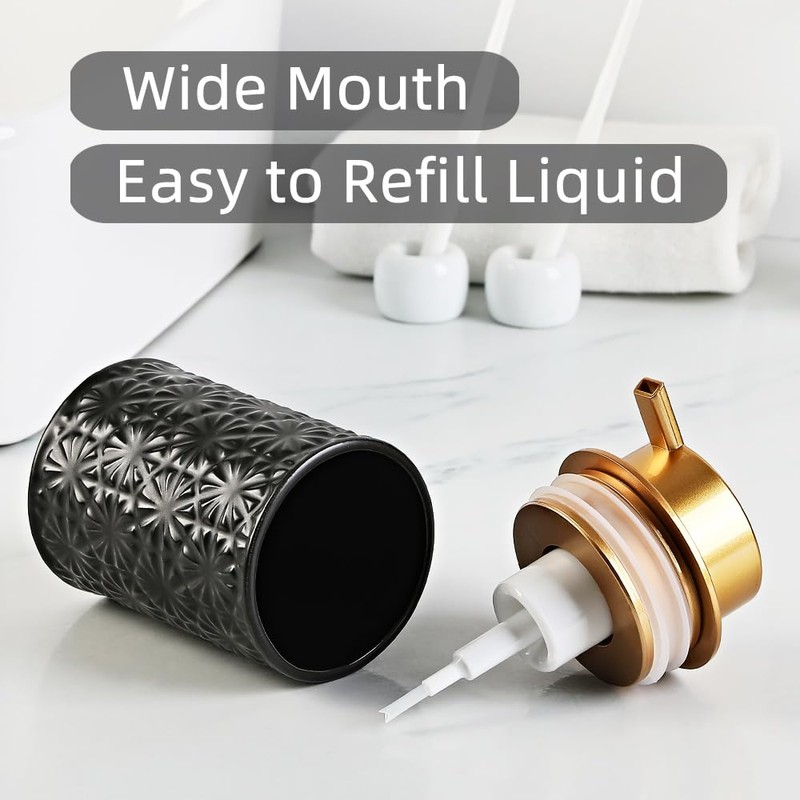 Elegant Foaming Soap Dispenser, Designed with Flower-Shaped Emboss, Ceramic Gold