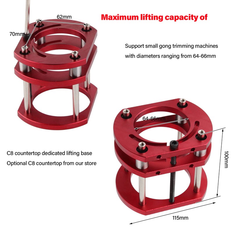 Router Lift Base Aluminum Alloy Stainless Steel 4 Jaw Clamping