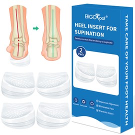 ERGOfoot 2 Packs Supination Correction Insoles, 3 Layers Adjustable Heel Wedge Inserts for Foot Alignment, Knee Pain, Bow Legs, Osteoarthritis (L: W 8-12 | M 7.5-14)