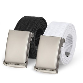 JASGOOD 2 Pack Boy's Canvas Belts Kids Strap Web belts for Uniform Baseball Golf Waist Belt
