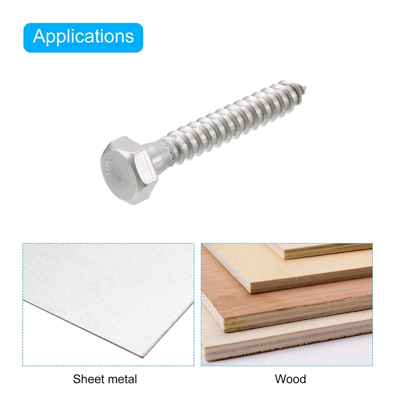 sourcing map Hex Head Lag Screws Bolts, 10pcs 5/16" x