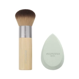 EcoTools Blend + Blur Makeup Brush and Sponge Duo, Makeup Blending Sponge & Foundation Brush, For Liquid & Cream Products, Cloud Skin, Eco Friendly, Latex-Free, Cruelty Free, & Vegan, 2 Count