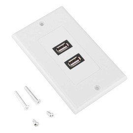 USB Wall Plate, Wall Mounting Wall Plate Panel, Wall Socket Dual USB 2.0 Wall Plate with Screw, 11.5 x 7 cm, for Office Building Home Hotel